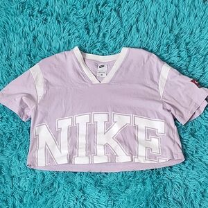 Purple and white nike crop top small